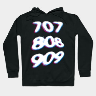 707 808 909 3D Glitch Aesthetic Design Hoodie